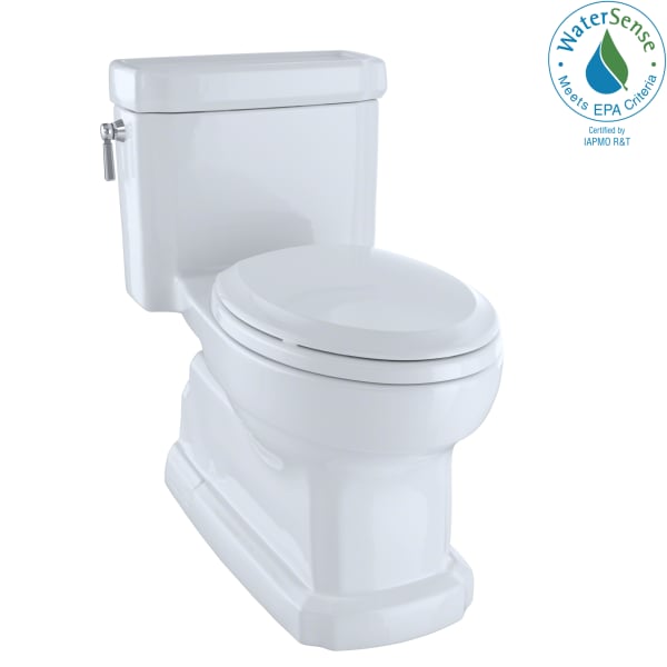 Eco Guinevere® Elongated 1.28 GPF Universal Height Skirted Toilet with CEFIONTECT® and SoftClose Seat, Cotton White - MS974224CEFG#01