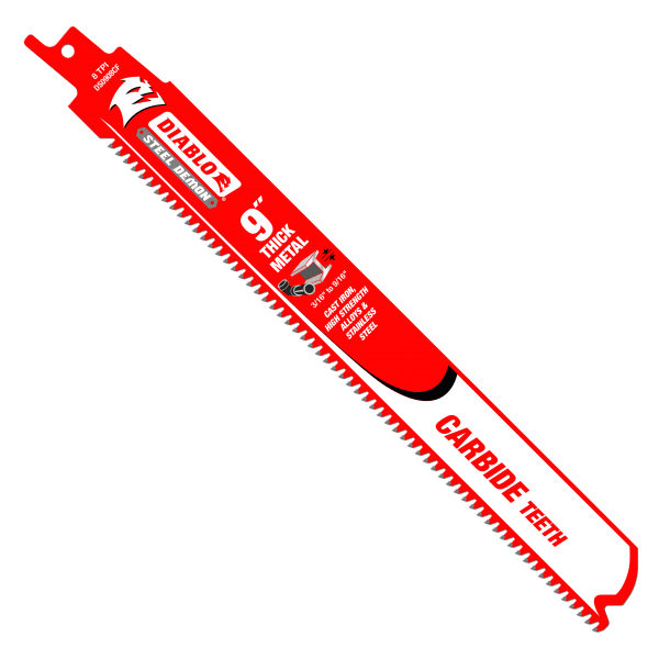 DS0908CF3 9" 8TPI Steel Demon™ Carbide Teeth Reciprocating Saw Blades for Thick Metal (3-Pack)