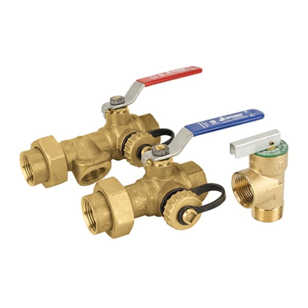 810-524G 3/4" Press - Tankless Water Heater Valve Kit, 3-Way Ball, Standard Port, 600 WOG