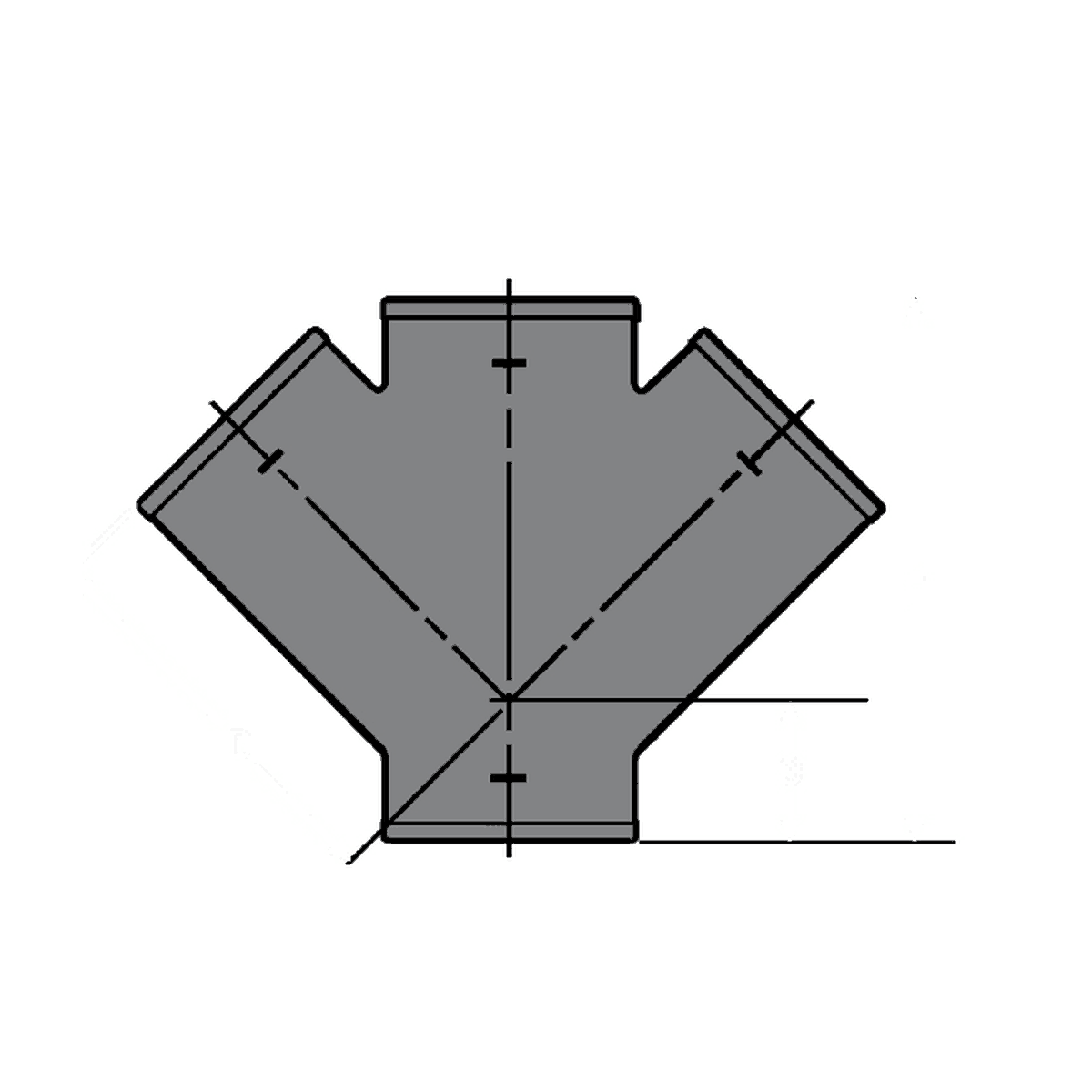 008545 3" x 3" x 2" x 2", NH x NH x NH x NH, Gray Cast Iron DWV, Reducing, Double Wye
