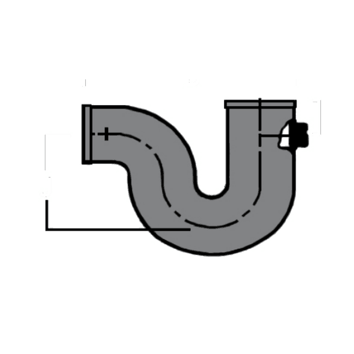 011224 4", NH x NH, Cast Iron DWV, Straight, P-Trap with 1/2" Primer Tap