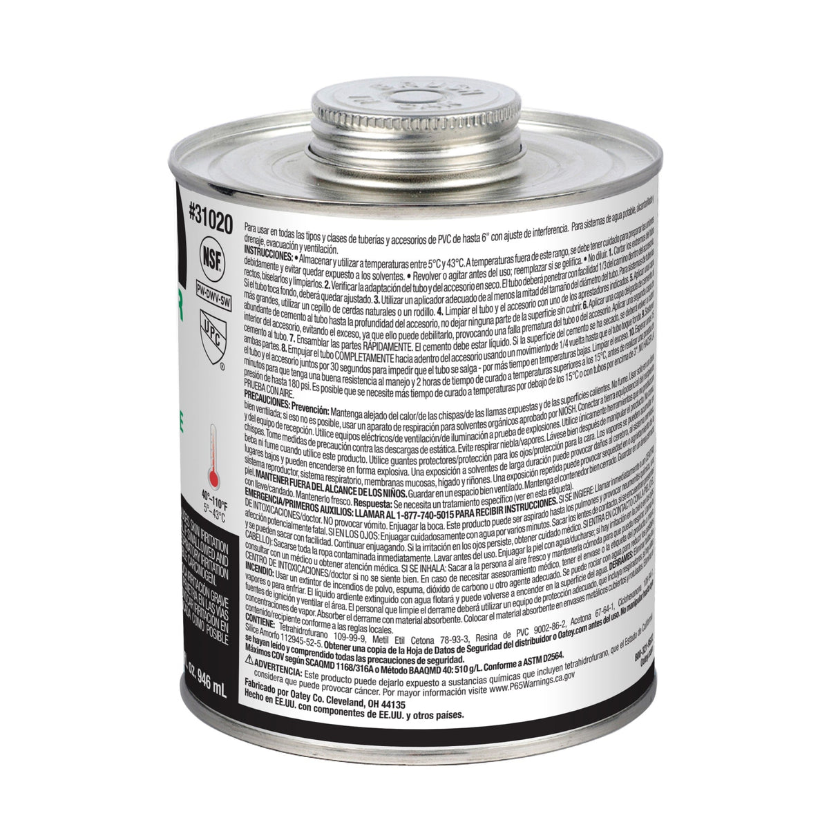 31020 32 oz. PVC Medium Body Clear Cement