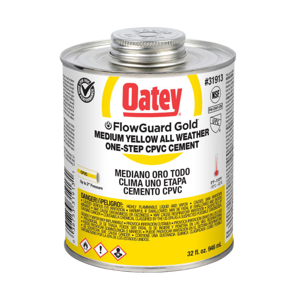 31913 32 oz. CPVC All Weather FlowGuard Gold® 1-Step Yellow Cement