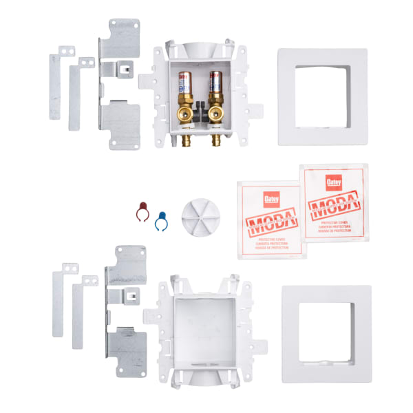 37360 MODA® 2-Valve + Standard Drain F1960 PEX (Brass) Fire-Rated Washing Machine Supply Box with Hammer Arrestor