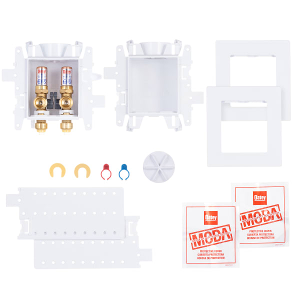 37616 MODA® 2-Valve + Standard Drain Push Connect Washing Machine Supply Box with Hammer Arrestors - Standard Pack