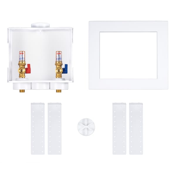 38540 Quadtro, 1/4 Turn, Copper, Hammer Arrestors, Washing Machine Outlet Box - Standard Pack