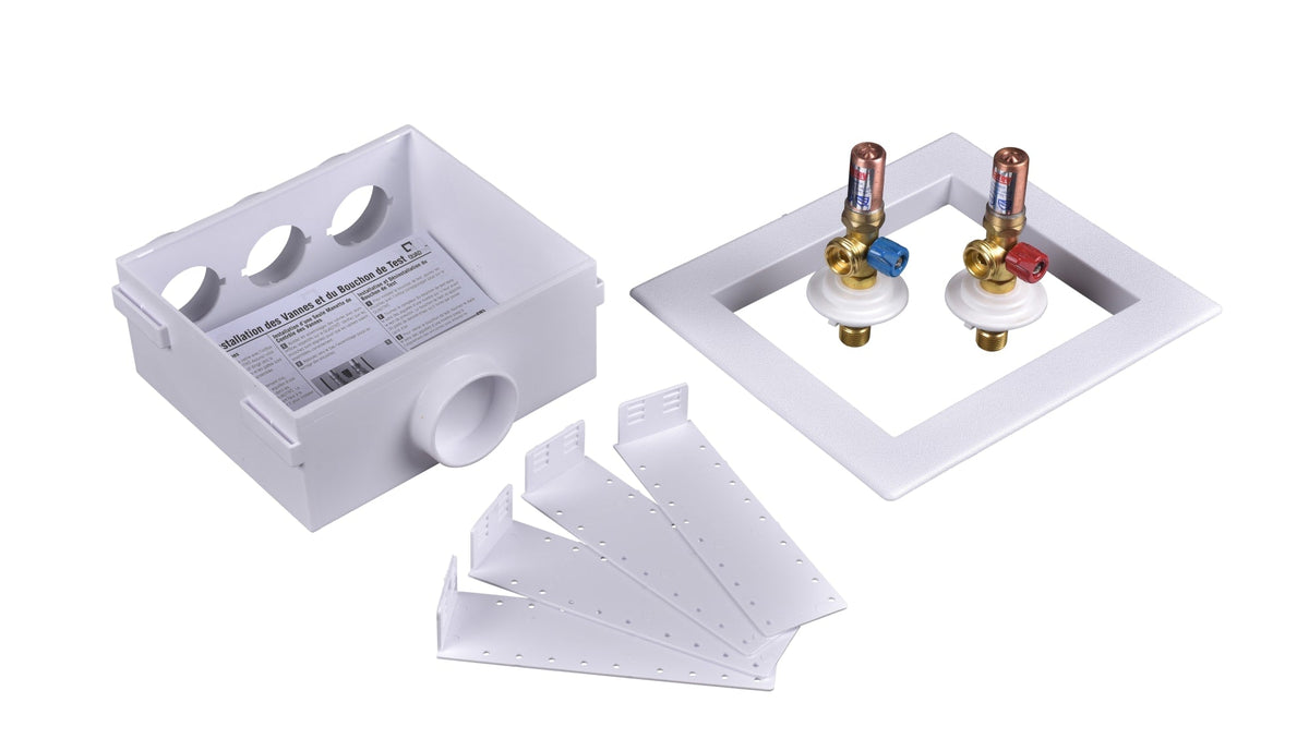 38540 Quadtro, 1/4 Turn, Copper, Hammer Arrestors, Washing Machine Outlet Box - Standard Pack