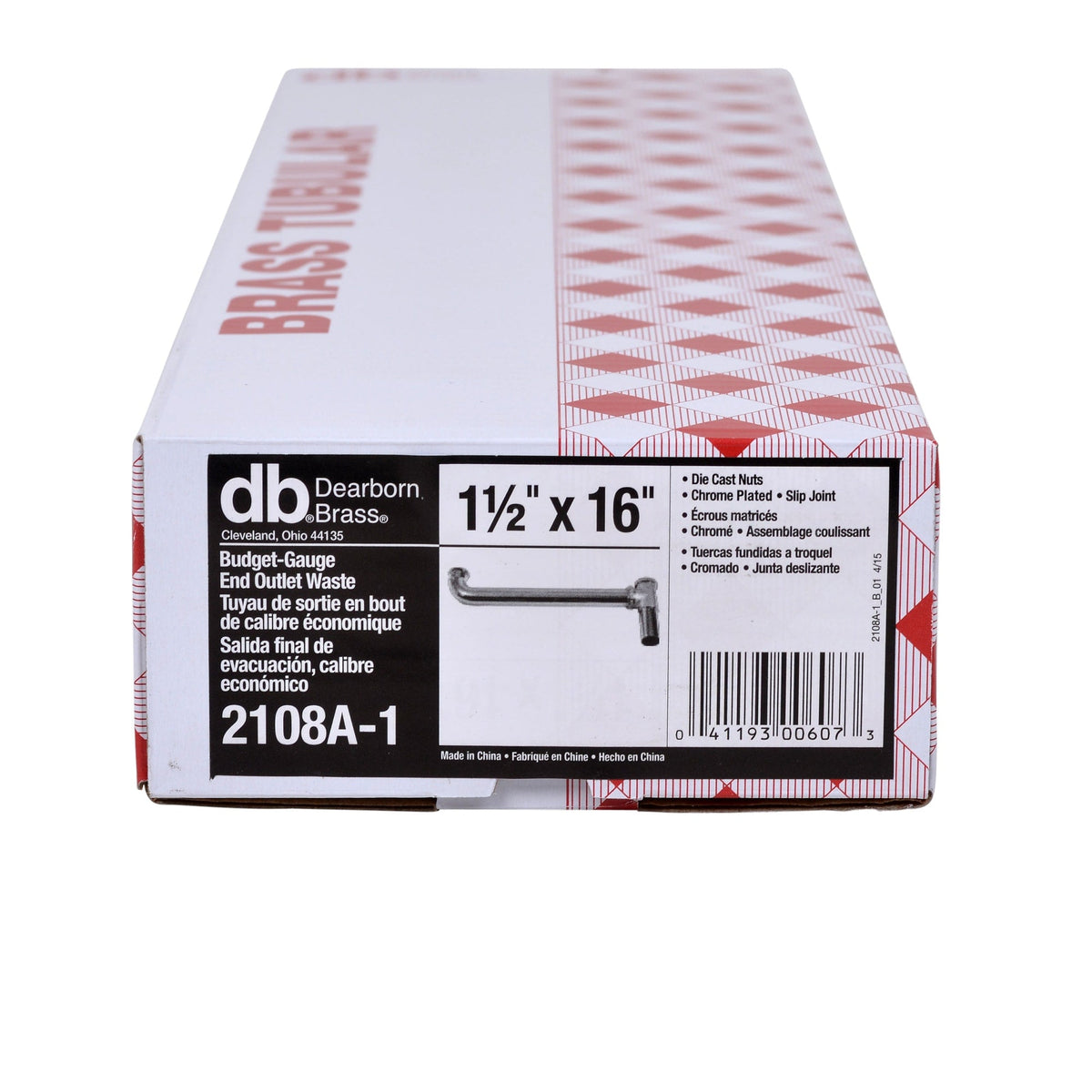 2108A-1 1-1/2" x 16" Center To Center, Slip Joint - Budget Ga.
