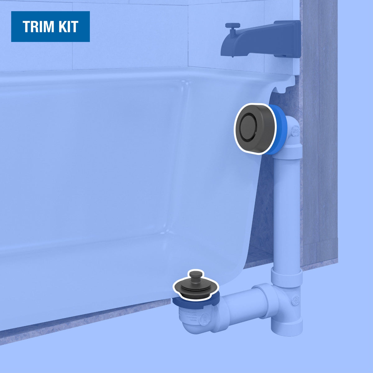 K99MB True Blue® Bath Waste Trim Kit with Push N' Pull Stopper in Matte Black