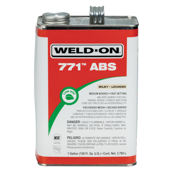 10230 771 ABS Solvent Cement, Milky, Low VOC, High Strength, Medium Bodied, Fast Setting, 1 Gallon (128 Fl. Oz.)