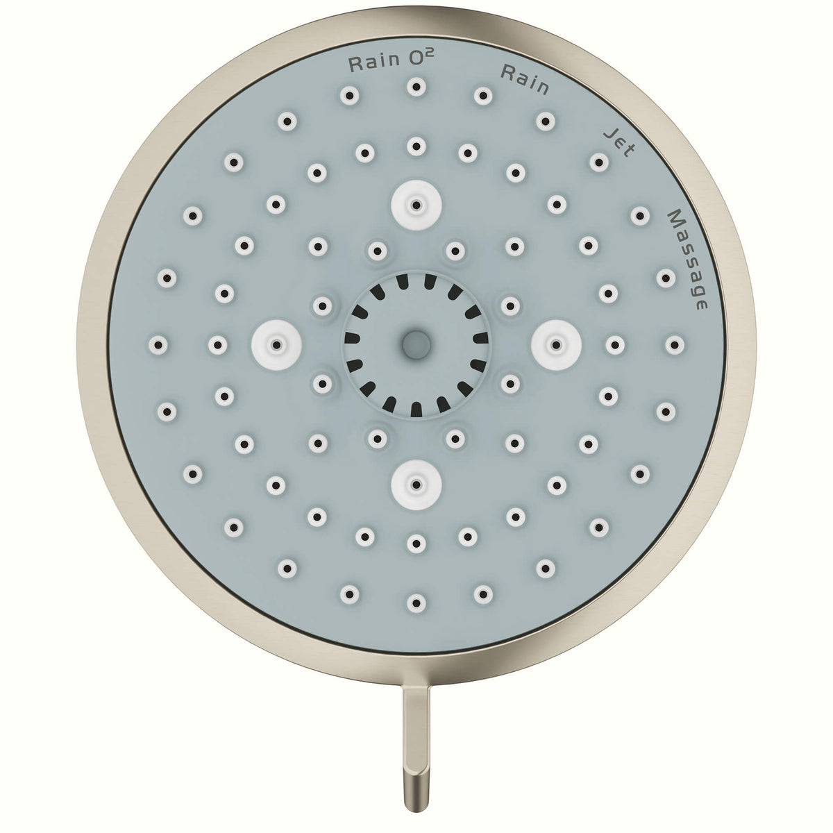 Tempesta® Cosmopolitan 100 (Shower Head) Brushed Nickel InfinityFinish - 4-Spray, Rain O2-Spray, Rain Spray, Massage Spray, Jet Spray, 15