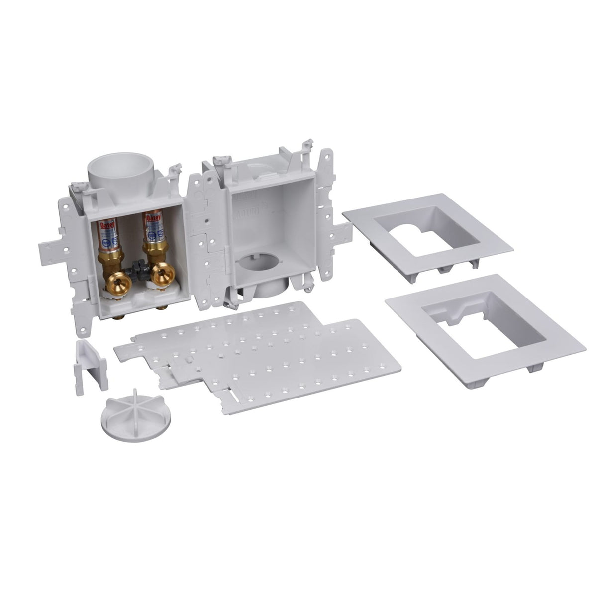 37360 MODA® 2-Valve + Standard Drain F1960 PEX (Brass) Fire-Rated Washing Machine Supply Box with Hammer Arrestor