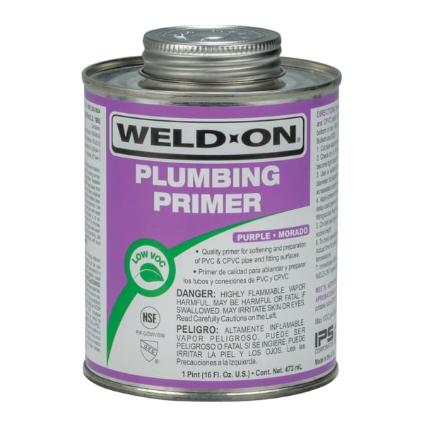 14026 Plumbing PVC/CPVC Primer, Purple, Low VOC, Fast Acting, 1 Pint (16 Fl. Oz.)