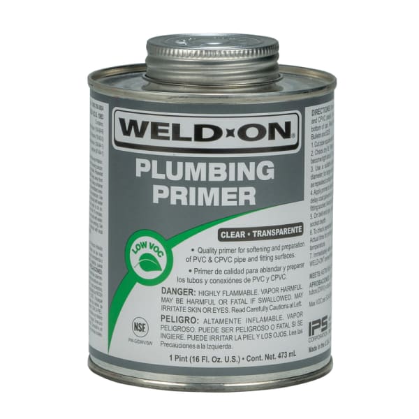 14031 Plumbing PVC/CPVC Primer, Clear, Low VOC, Fast Acting, 1 Pint (16 Fl. Oz.)