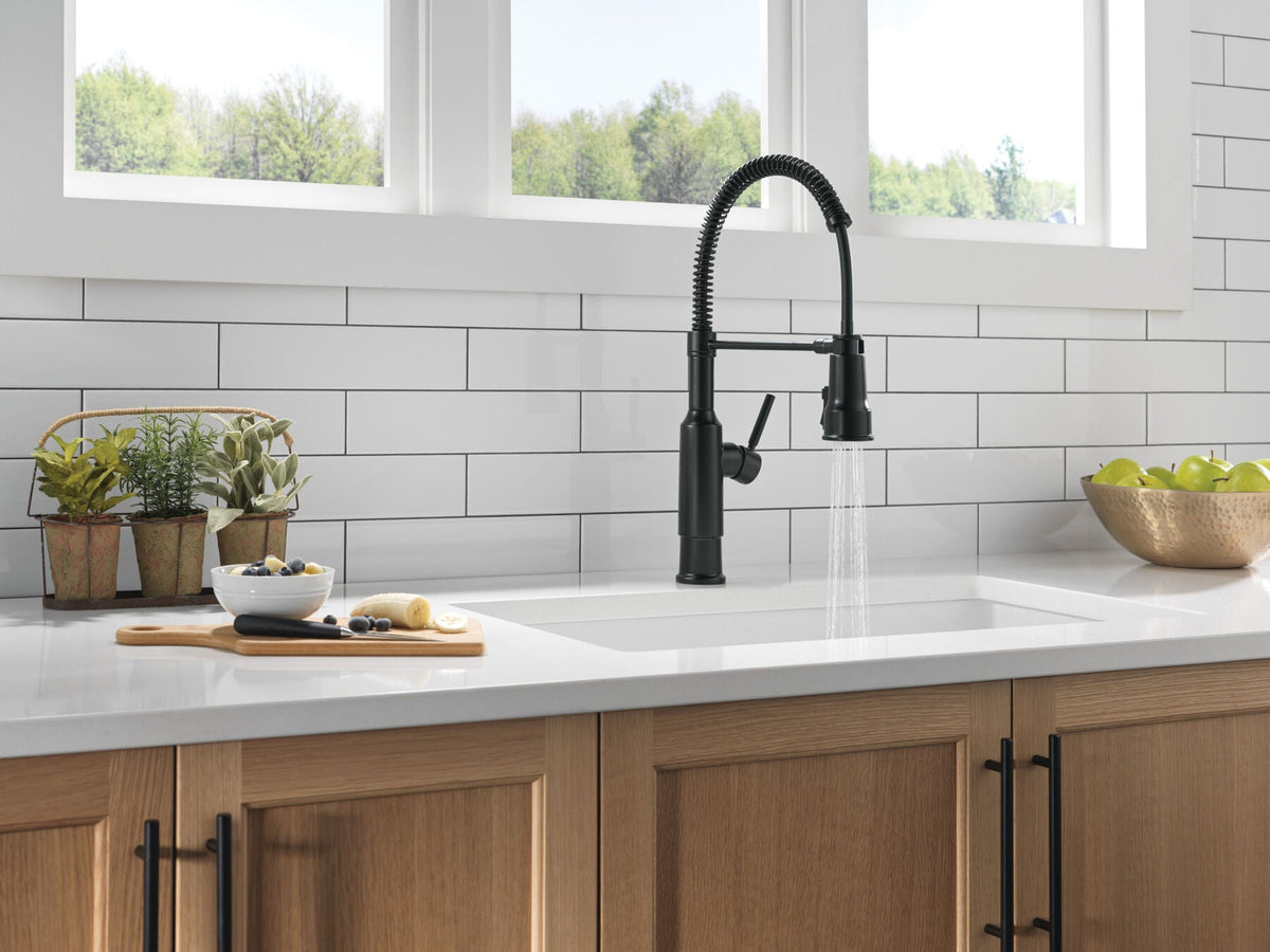 18804Z-BL-DST Theodora® Single Handle Pull-Down Spring Kitchen Faucet Matte Black