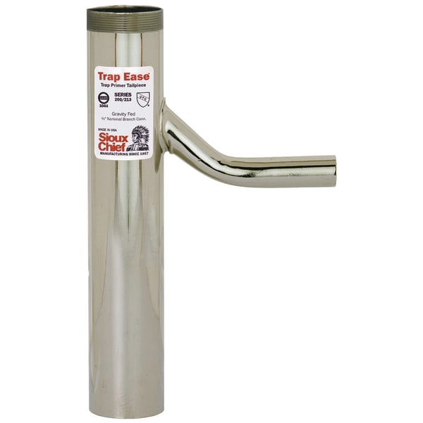 213-092 1-1/4" x 6" Fine Thread Trap Primer Tailpiece, Chrome