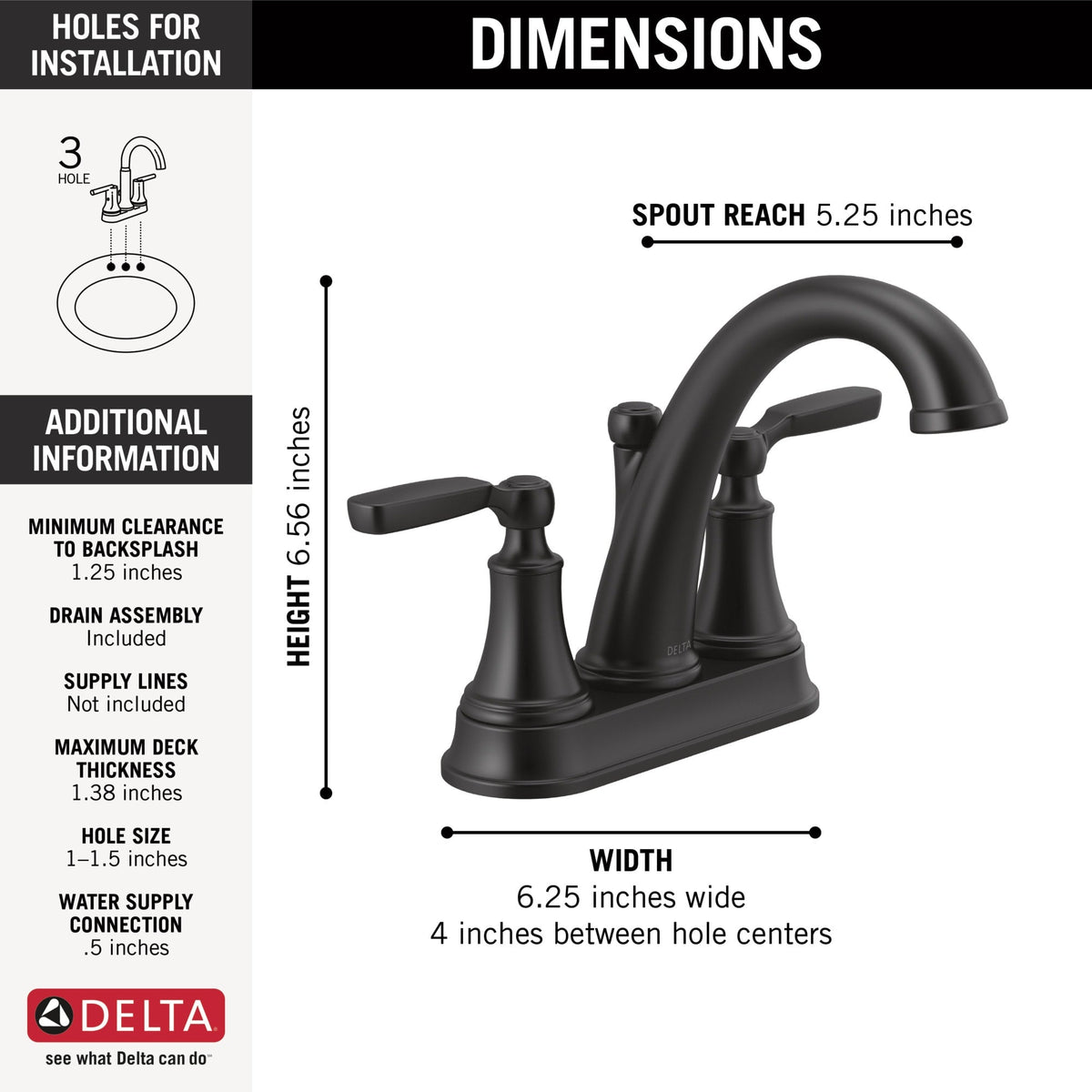2532LF-BLMPU Woodhurst™ Two Handle Centerset Bathroom Faucet Matte Black