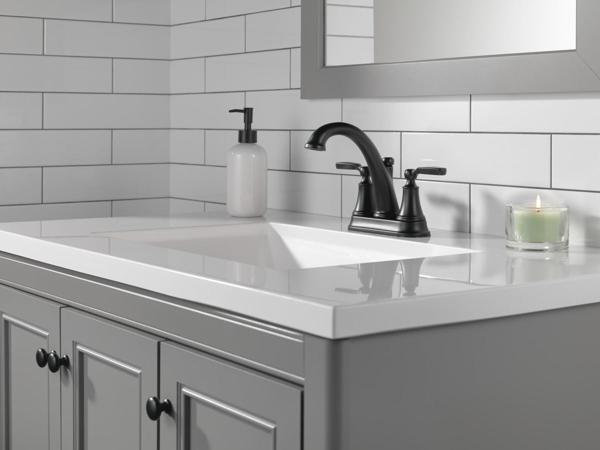 2532LF-BLMPU Woodhurst™ Two Handle Centerset Bathroom Faucet Matte Black