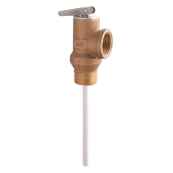 0121342 3/4" Lead Free Self Closing Temperature And Pressure Relief Valve, 125 psi, 210 Degree F, Test Lever, Extension Thermostat