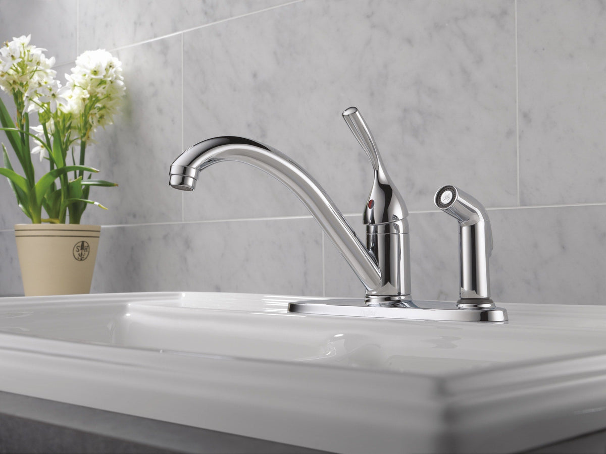 300 Series Single Handle Kitchen Faucet with Integral Spray Chrome 300-DST