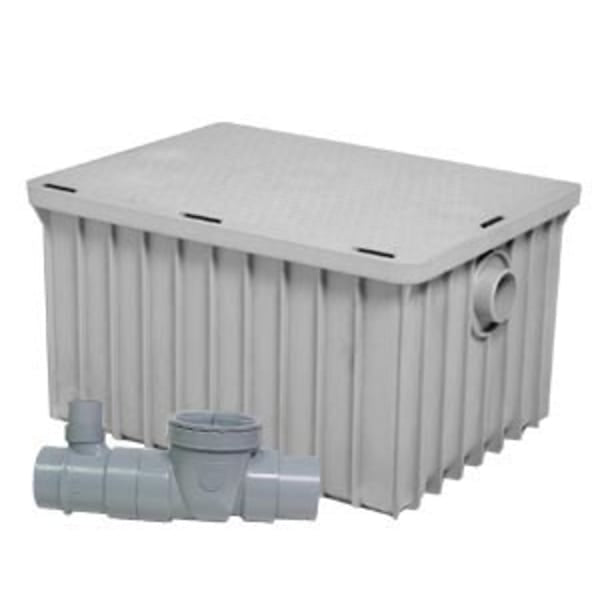 3950A03-S 3" PVC Gray Endura 50 GPM 100lbs Grease Interceptor, Flow Control Device Spigot X Spigot X Spigot