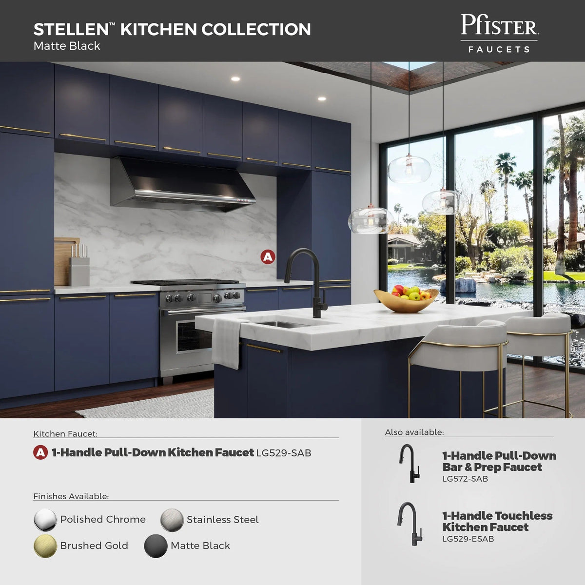 LG529SAB Stellen Single-Handle Pull-Down Kitchen Faucet in Matte Black