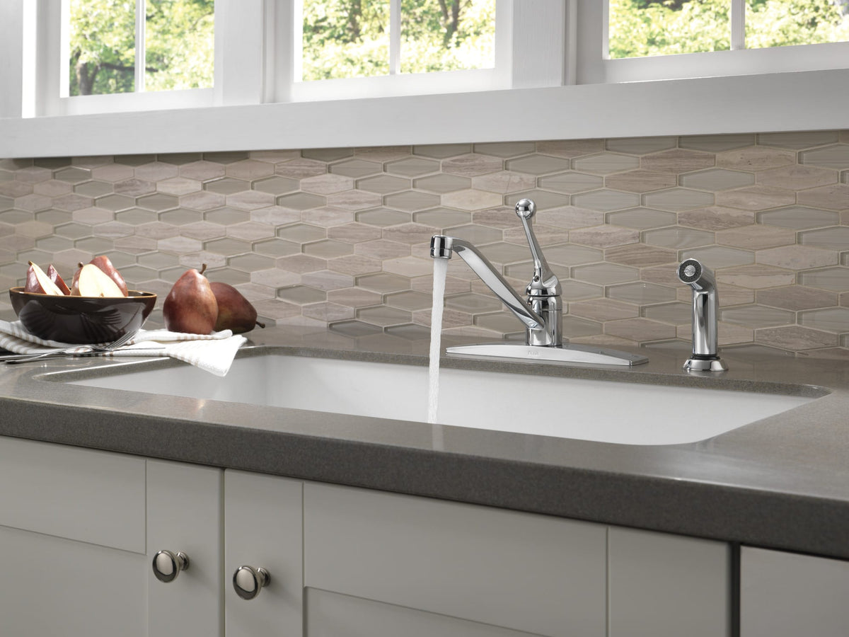 400 Series Single Handle Kitchen Faucet with Spray Chrome 400LF-WF