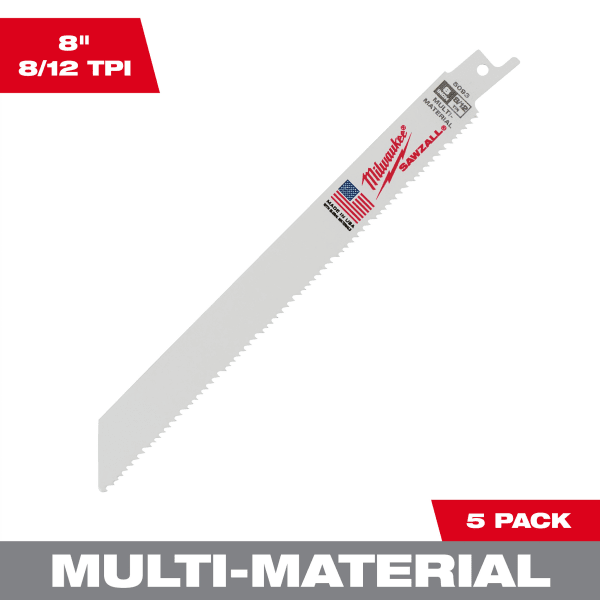 48-00-5093 8" 8/12 TPI SAWZALL® Blade for Multi-Material (5 Pack)