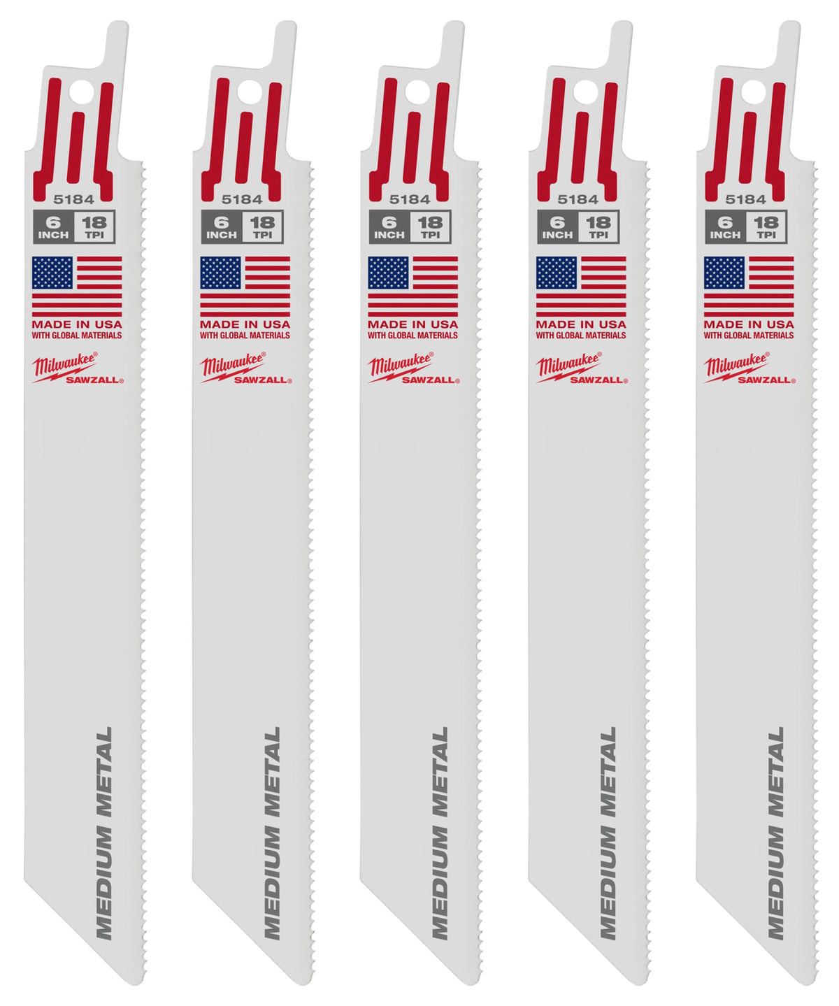 48-00-8184 6" 18 TPI SAWZALL® Blade for Medium Metal (25 Pack)