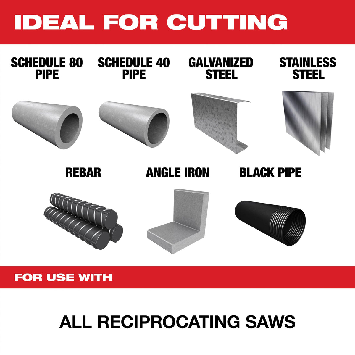48-00-5302 9" 8 TPI TORCH™ with Carbide Teeth SAWZALL® Blades (3 Pack)