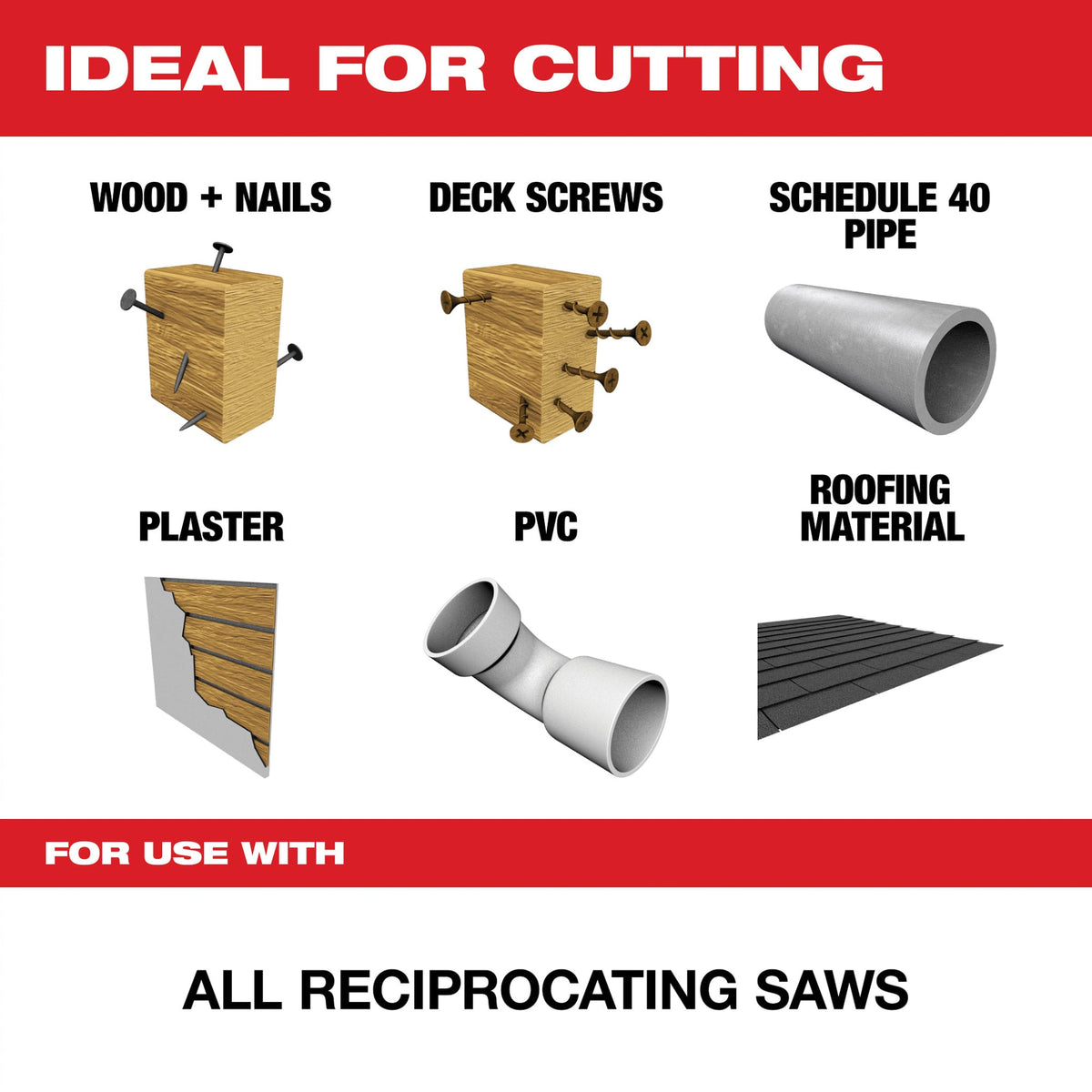 48-00-5542 9" 6 TPI WRECKER™ with Carbide Teeth SAWZALL® Blade for Multi-Material (5 Pack)