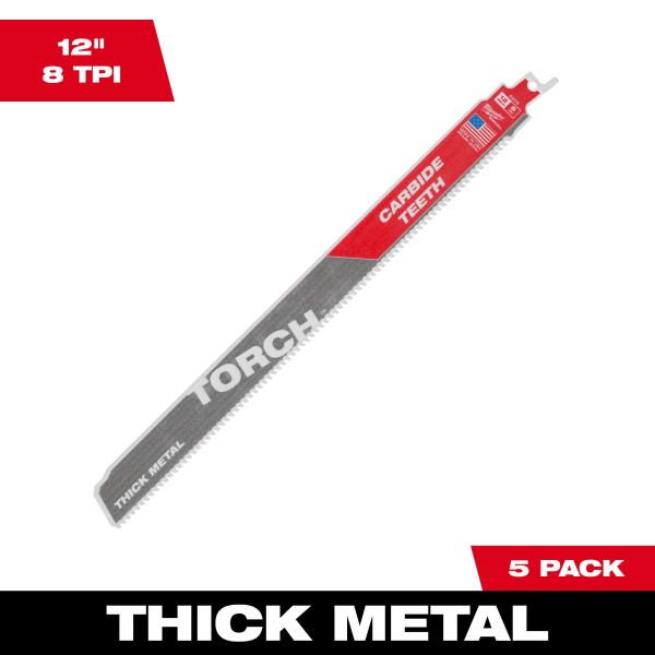 48-00-5502 9" 8 TPI TORCH™ with Carbide Teeth SAWZALL® Blades (5 Pack)