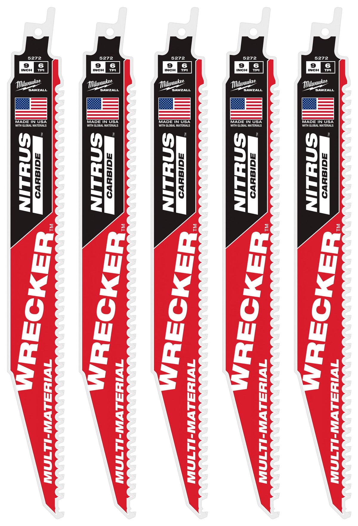 48-00-5572 9" WRECKER™ with NITRUS™ Carbide SAWZALL® Blade for Multi-Material (5 Pack)