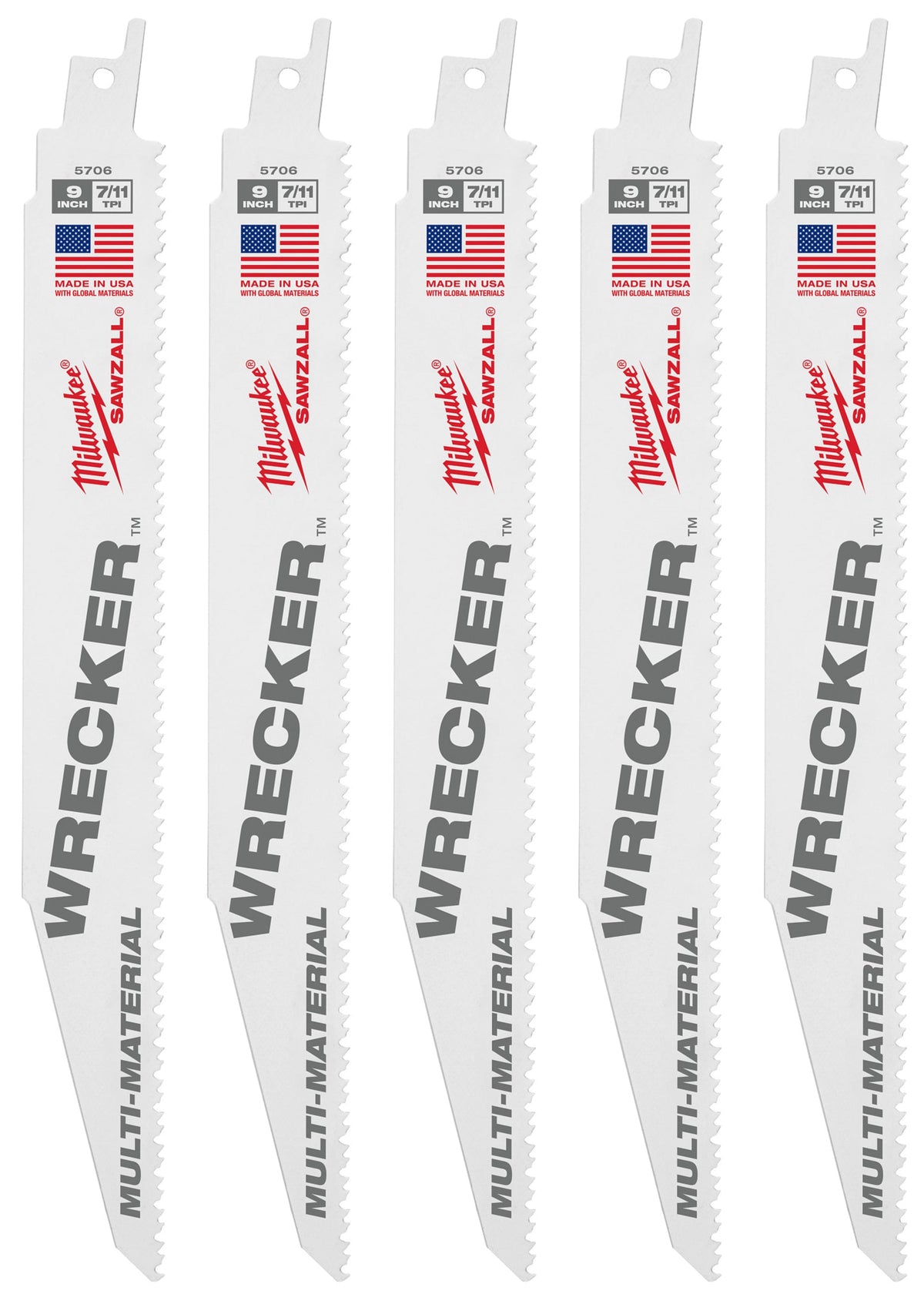 48-00-8706 9" 7/11 TPI WRECKER™ SAWZALL® Blade for Multi-Material (25 Pack)
