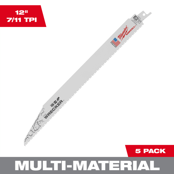 48-00-5711 12" 7/11 TPI WRECKER™ SAWZALL® Blade for Multi-Material (5 Pack)