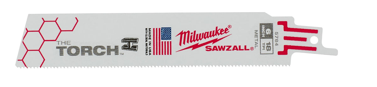 48-00-5784 6" 18 TPI TORCH™ SAWZALL® Blade for Medium Metal (5 Pack)