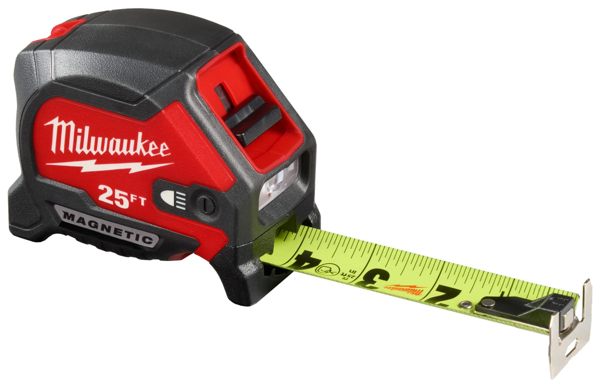 48-22-0428 25ft Magnetic Tape Measure w/ Rechargeable 100L Light