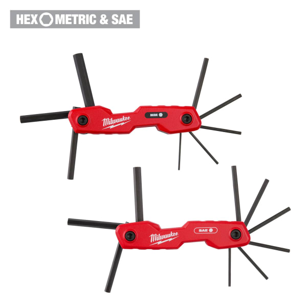 48-22-2183 2 Piece 17-Key Folding Hex Key Sets - SAE/Metric