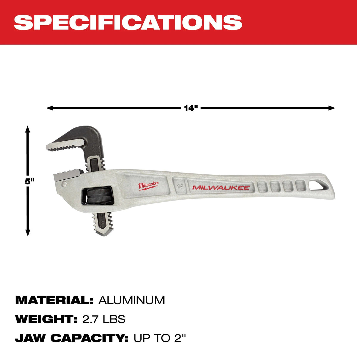 48-22-7184 14" Aluminum Offset Pipe Wrench