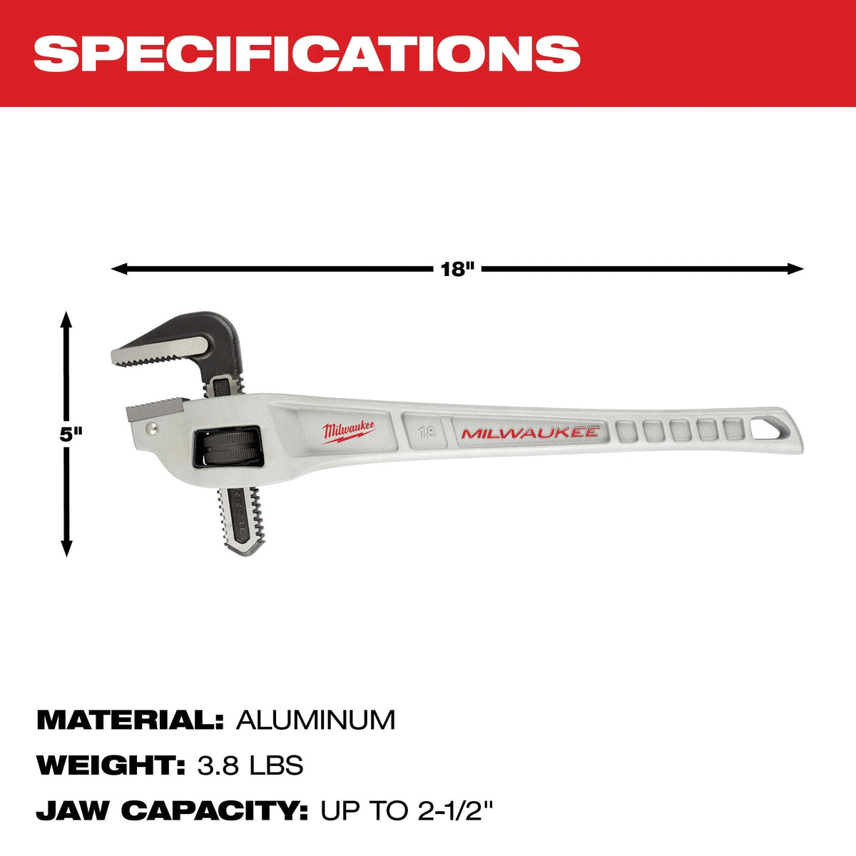 48-22-7185 18" Aluminum Offset Pipe Wrench