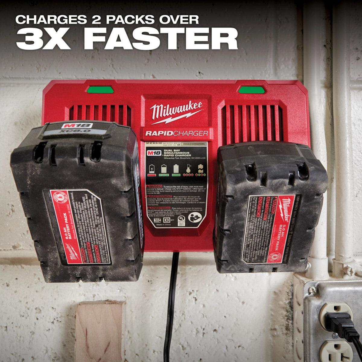 48-59-1802 M18™ Dual Bay Simultaneous Rapid Charger