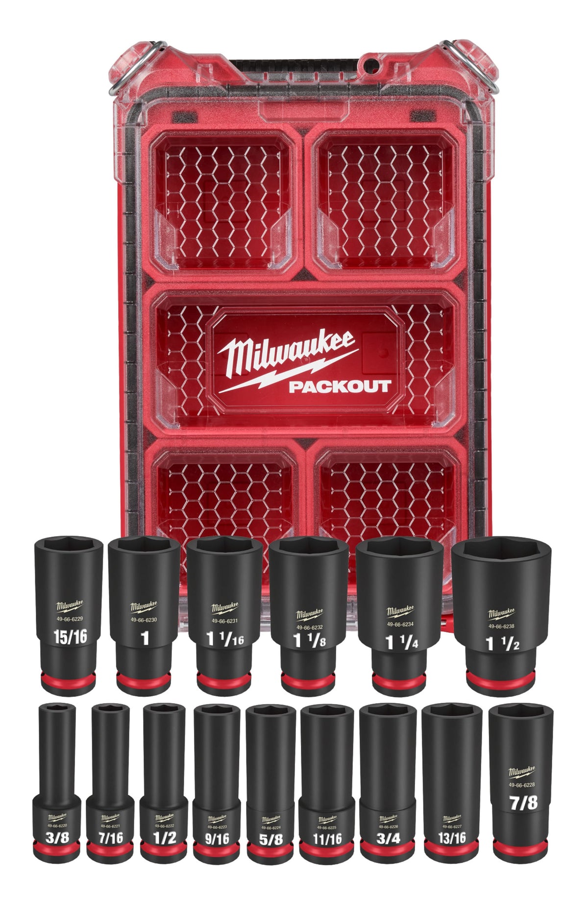 49-66-6802 15 Piece SHOCKWAVE™ Impact Duty Socket 1/2" Drive SAE Set with PACKOUT™