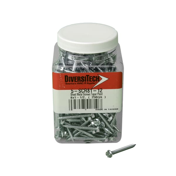 5-SCR81-12 Sheet Metal Screw 8 x 1-1/2 Taper Point, Pack of 250