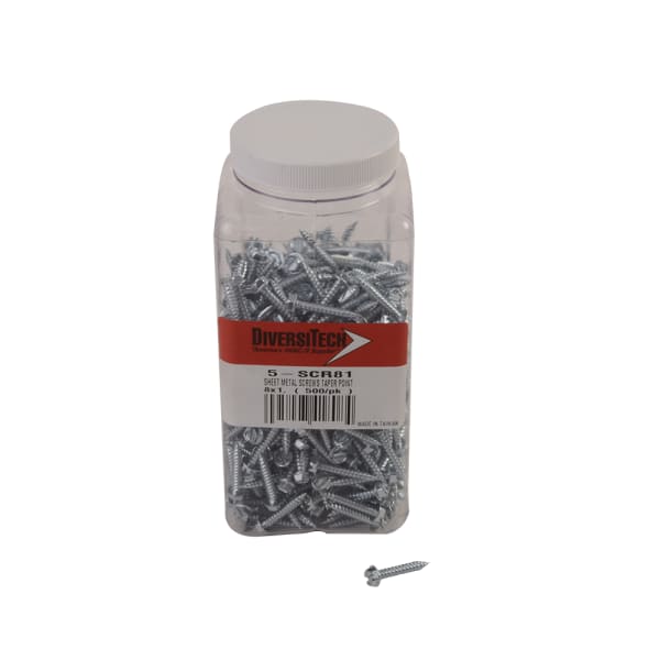 5-SCR81 Sheet Metal Screw 8 x 1 Taper Point, Pack of 500
