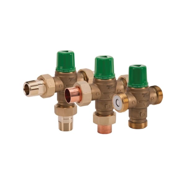 5003-C3 Mixing Valve - 1017 - 3/4" Sweat Union Connections, Adjmt 85-176 F. Built-In Check Valve