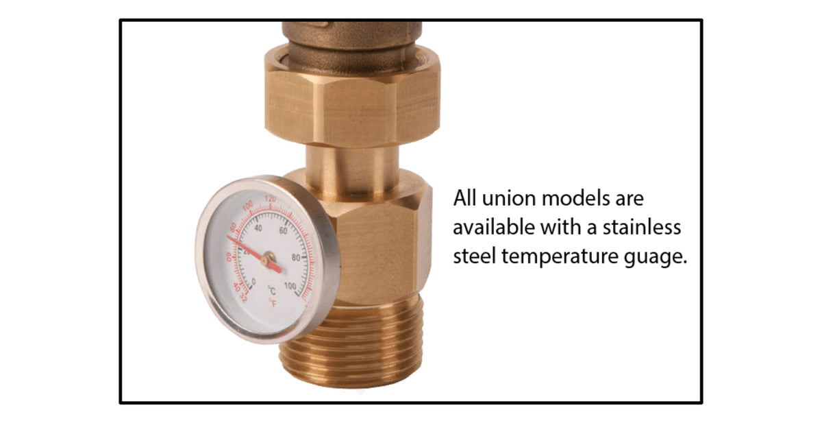 5003-C3 Mixing Valve - 1017 - 3/4" Sweat Union Connections, Adjmt 85-176 F. Built-In Check Valve