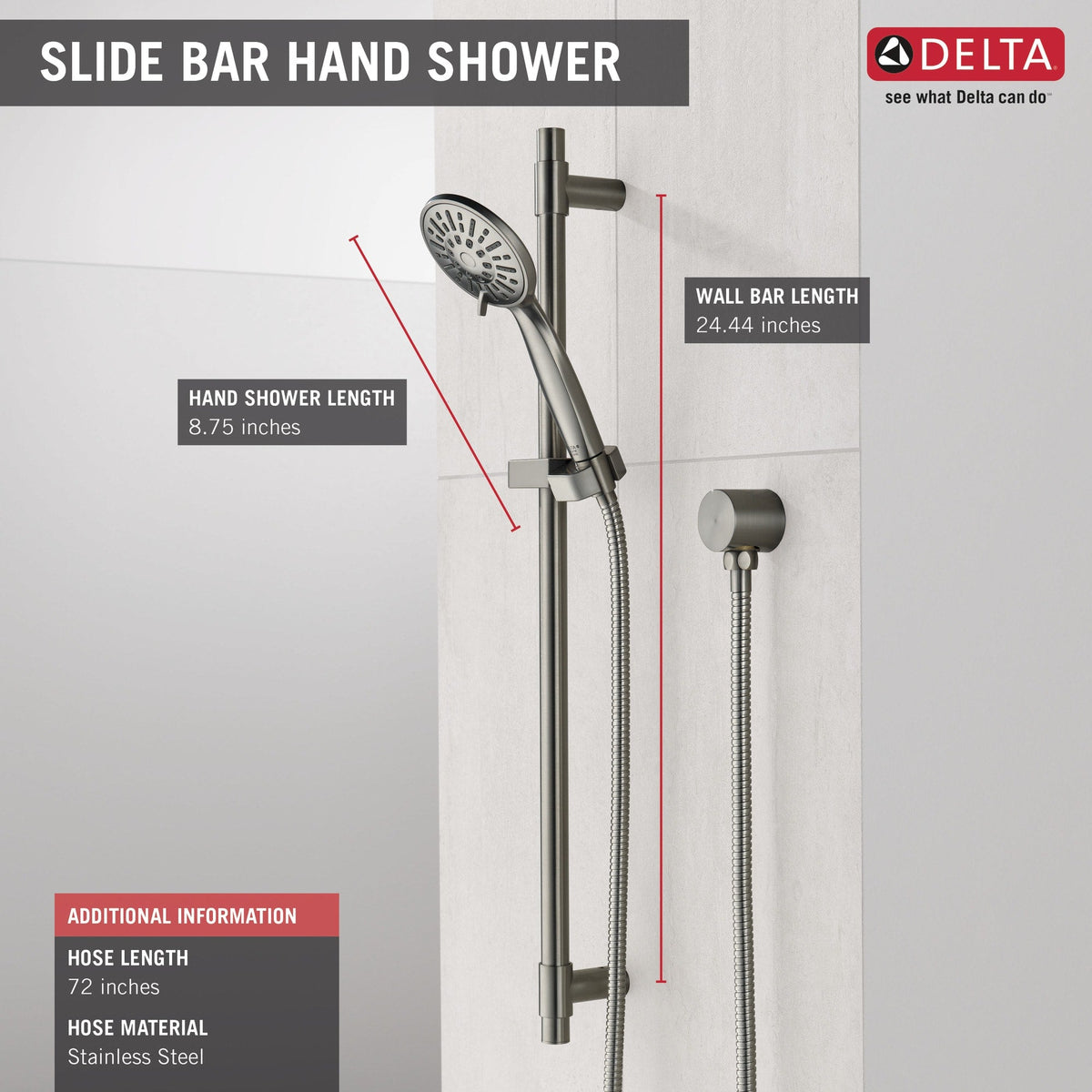 51361-SS Universal Handshower with Slide Bar 4S Stainless
