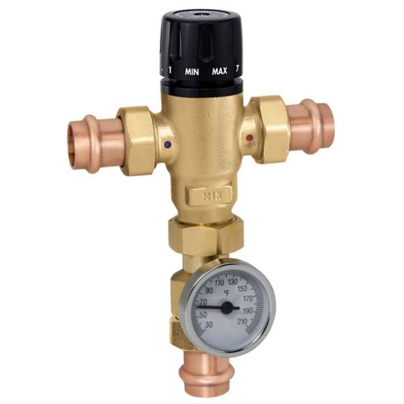 521506AC MixCal 3-Way Thermostatic Mixing Valve 3/4" Press with Inlet Check Valves, ASSE 1017, 3 Cv