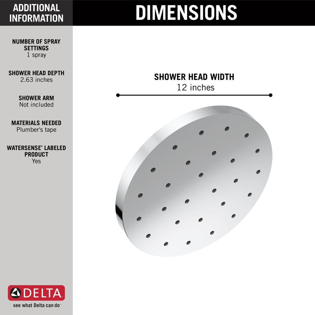 52160-PR Universal H2Okinetic® Single Setting Shower Head with Ultrasoak® Lumicoat® Chrome