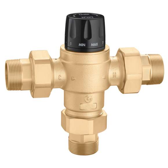 523170A MixCal+ High-Flow 3-Way Thermostatic Mixing Valve, 1-1/4" Male NPT, 7.6 Cv, ASSE 1017, Lead Free